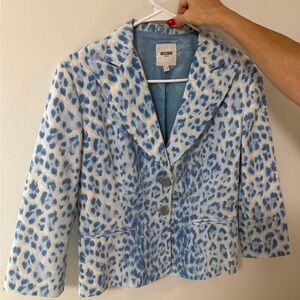 Moschino Leopard Print Blue and White Blazer